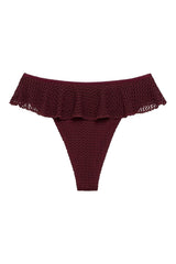 Maroon Crochet Tamarindo Ruffle Bikini Bottom
