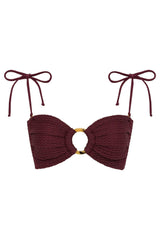 Maroon Crochet Tori Ties Bandeau Bikini Top