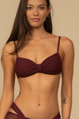 Maroon Crochet Devin Bikini Top