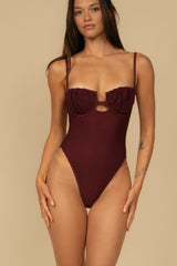 Maroon Crochet Petal One-Piece