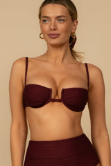 Maroon Crochet Simonette Bikini Top
