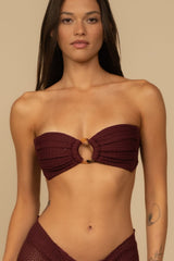 Maroon Crochet Tori Ties Bandeau Bikini Top
