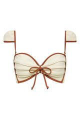 Oat Terracotta Binded Cabana Bows Bikini Top
