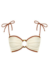 Oat Terracotta Binded Tori Ties Bandeau Bikini Top