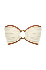 Oat Terracotta Binded Tori Ties Bandeau Bikini Top