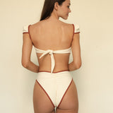 Oat Terracotta Binded Cabana Bows Bikini Top
