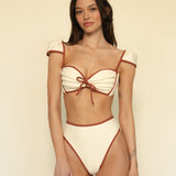 Oat Terracotta Binded Cabana Bows Bikini Top