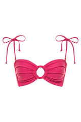 Raspberry Tori Ties Bandeau Bikini Top