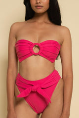 Raspberry Tori Ties Bandeau Bikini Top