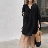 Cotton and Linen Blouse Pullover Tops Casual Shirts