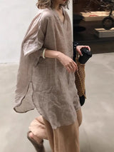 Cotton and Linen Blouse Pullover Tops Casual Shirts