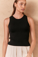 CASS KNIT TANK - BLACK