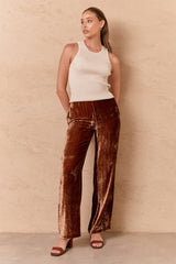 ROWEN SILK VEVELT PANT - RUSSET