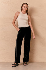 ROWEN SILK VELVET PANT - BLACK