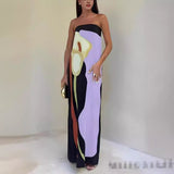 Women's Fashion Casual Avocado Print Tube Top Dress