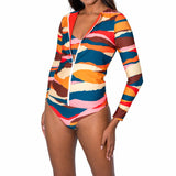 Aima Dora Swimwear Zip Up Long Rash Guard - UPV 50+ sun protection Active XS / CHAMAREL