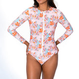 Aima Dora Swimwear Zip Up Long Rash Guard - UPV 50+ sun protection Active XS / HIBISCUS