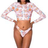 Aima Dora Swimwear Zip Up Short Rash Guard - UPV 50+ sun protection Active XS / HIBISCUS