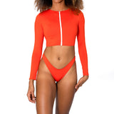 Aima Dora Swimwear Zip Up Short Rash Guard - UPV 50+ sun protection Active XS / PAPAYA SOLO
