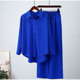 Faya || European And American Ins Style Solid Color Leisure Fashion Long Sleeve Blouse And Pants