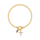 Moon Stone Love Knot Plated 18K Gold Bracelet