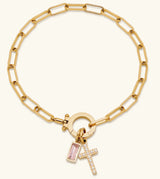 Moon Stone Love Knot Plated 18K Gold Bracelet