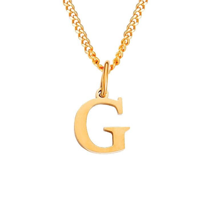 Beach Luxe 26 Letters All-Match 14K Stainless Steel Necklace Necklace G Rose Gold