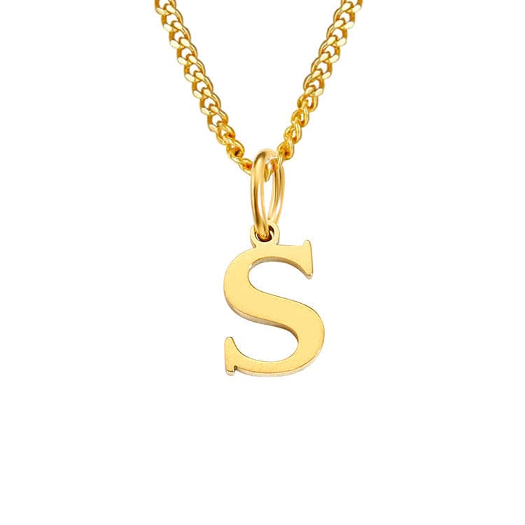 Beach Luxe 26 Letters All-Match 14K Stainless Steel Necklace Necklace S Gold