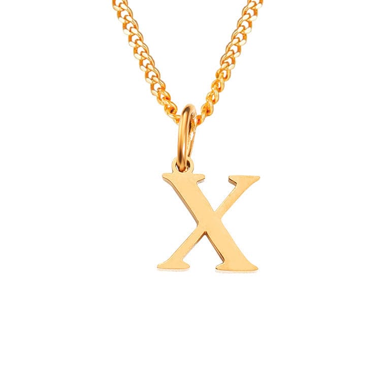 Beach Luxe 26 Letters All-Match 14K Stainless Steel Necklace Necklace X Rose Gold