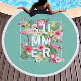 Beach Luxe Flamingo round beach towel 1 style / 150x150cm