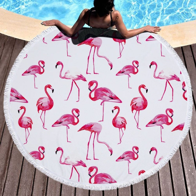 Beach Luxe Flamingo round beach towel 5 style / 150x150cm