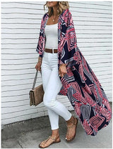Beach Luxe Loose Long Sleeve Front Kimono Factory Clothing