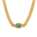Shannon Stainless Steel Cuban Link Chain Zircon Bracelet or Necklace
