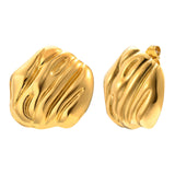 Gold Oval Earrings Retro Style