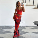 Casey || Fashion Digital Printing High Waist Slim Fit Long Dress Women's Suit