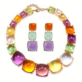 Geometric Candy Clavicle Necklace And Earrings