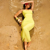 Strap Tube Top Mesh Long Dress
