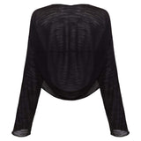 Montce Black Sheer Long Sleeve Crop Top Apparel Top Black Sheer / One Size