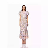 Women's Round Neck Embroidered Three-dimensional Flower Mid-length Dress