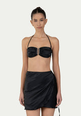LEONE BLACK SATIN PAREO