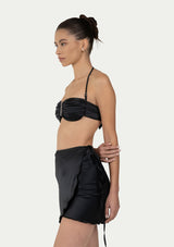 LEONE BLACK SATIN PAREO