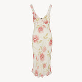 V-neck floral dress -Silk