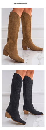 Cuban Heel Knee-high Boots