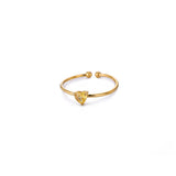 Birthday Stone Ring Titanium Steel Plated 18K Open Adjustable Gold