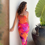 Summer || Elegant Printed Sleeveless Tight High Waist Long Dress