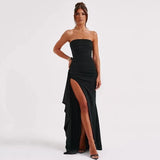 Elly || Strapless High Slit Dress