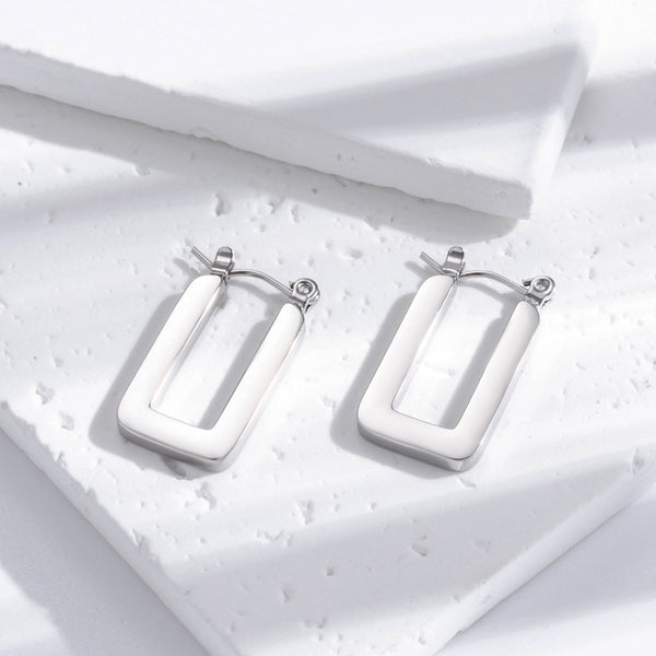 Titanium Steel Simple Geometric Stainless Steel Glossy Earrings