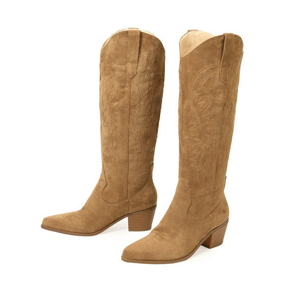 Cuban Heel Knee-high Boots