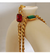 Cuban Link Chain Square Thick Straps Crystal Bracelet