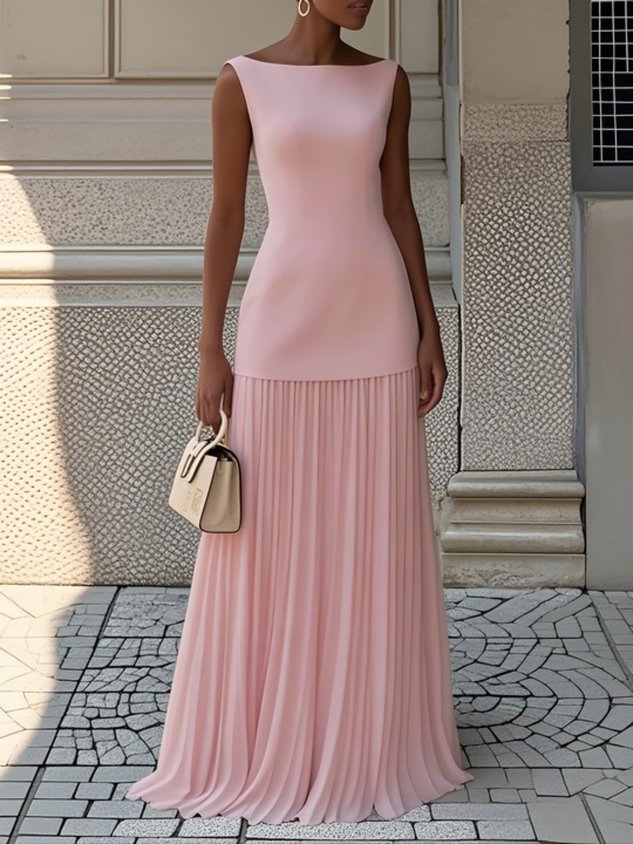 Solid Colour Sleeveless Dress
